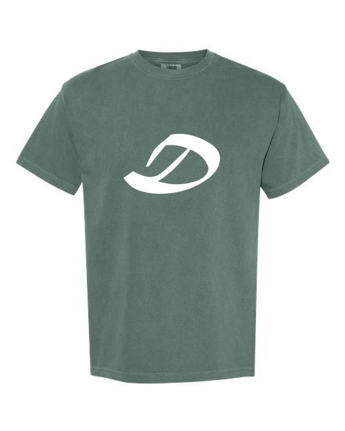 Alphabet D T-Shirt 9 inch calligraphy White ink, Blue Spruce