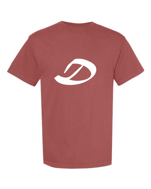 Alphabet D T-Shirt 9 inch calligraphy White ink, Brick