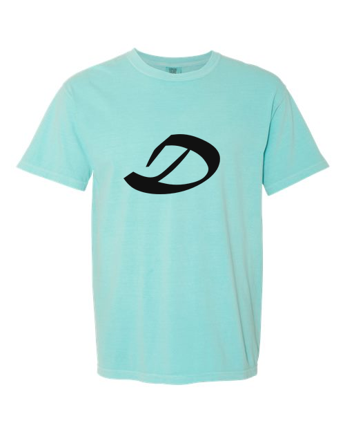 Alphabet D T-Shirt 9 inch calligraphy Black ink, Chalky Mint