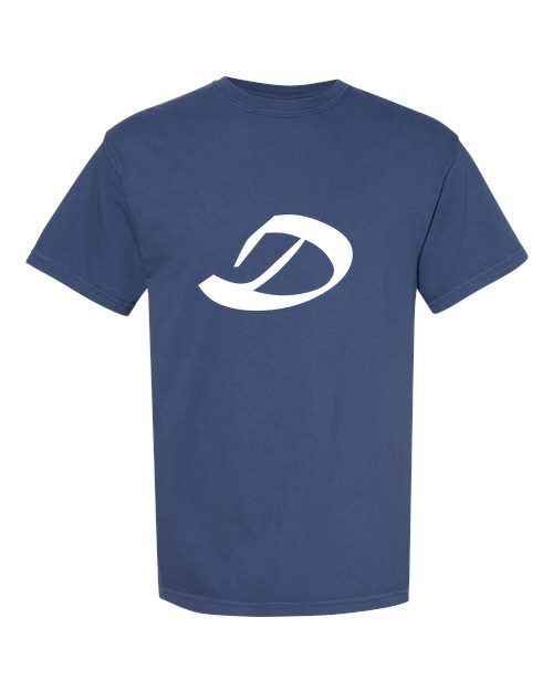 Alphabet D T-Shirt 9 inch calligraphy White ink, China Blue