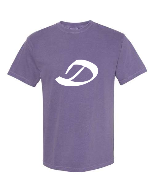 Alphabet D T-Shirt 9 inch calligraphy White ink, Grape