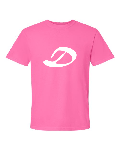 Alphabet D T-Shirt 9 inch calligraphy White ink, Neon Pink