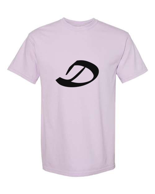 Alphabet D T-Shirt 9 inch calligraphy Black ink, Orchid