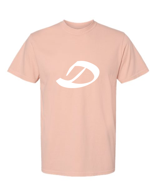 Alphabet D T-Shirt 9 inch calligraphy White ink, Peachy