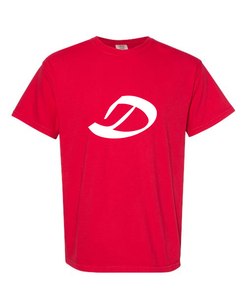 Alphabet D T-Shirt 9 inch calligraphy White ink, Red