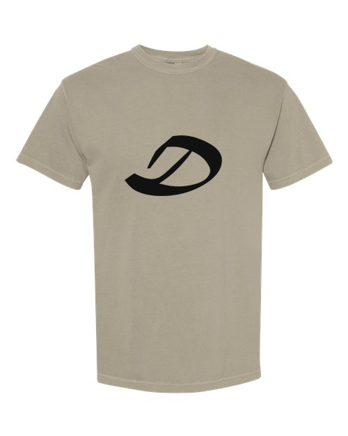 Alphabet D T-Shirt 9 inch calligraphy Black ink, Sandstone
