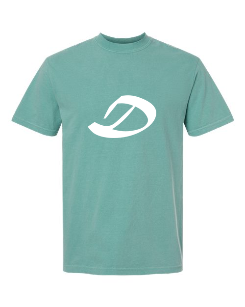 Alphabet D T-Shirt 9 inch calligraphy White ink, Seafoam