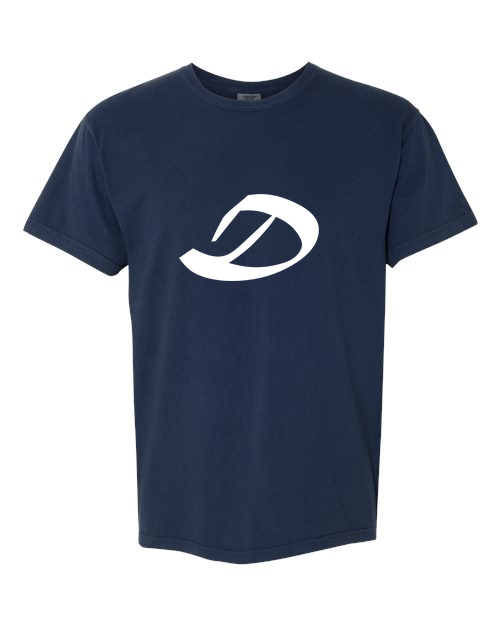 Alphabet D T-Shirt 9 inch calligraphy White ink, True Navy