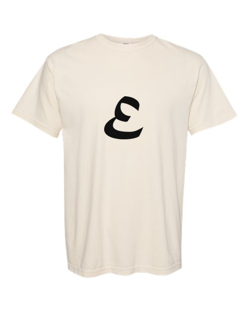 Alphabet E T-Shirt 9 inch calligraphy Black ink, Ivory