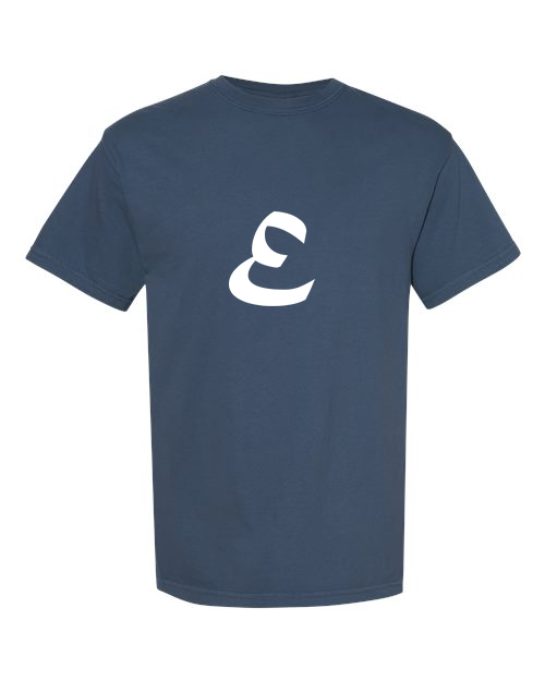 Alphabet E T-Shirt 9 inch calligraphy White ink, Midnight