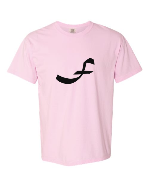 Alphabet F T-Shirt 9 inch calligraphy Black ink, Blossom