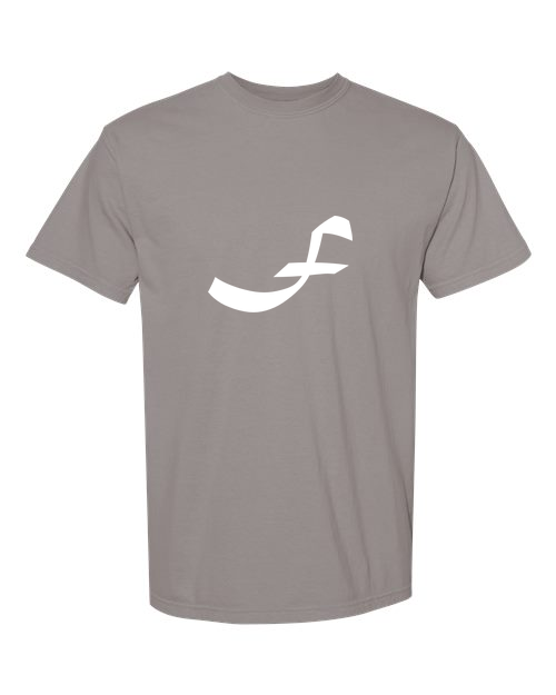 Alphabet F T-Shirt 9 inch calligraphy White ink, Grey