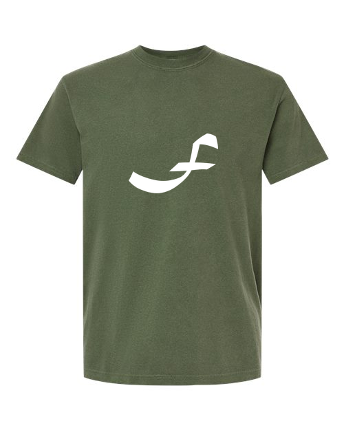 Alphabet F T-Shirt 9 inch calligraphy White ink, Hemp