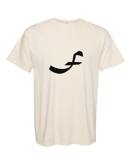 Alphabet F T-Shirt 9 inch calligraphy Black ink, Ivory