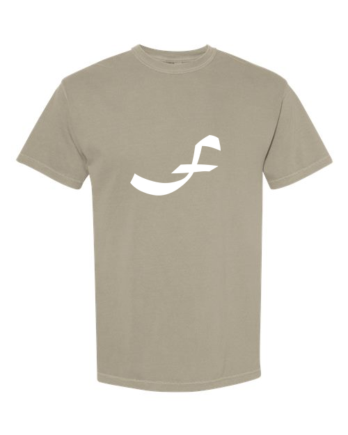 Alphabet F T-Shirt 9 inch calligraphy White ink, Sandstone