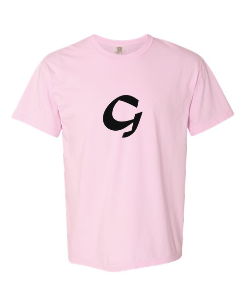 Alphabet G T-Shirt 9 inch calligraphy Black ink, Blossom