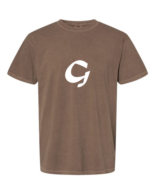 Alphabet G T-Shirt 9 inch calligraphy White ink, Espresso
