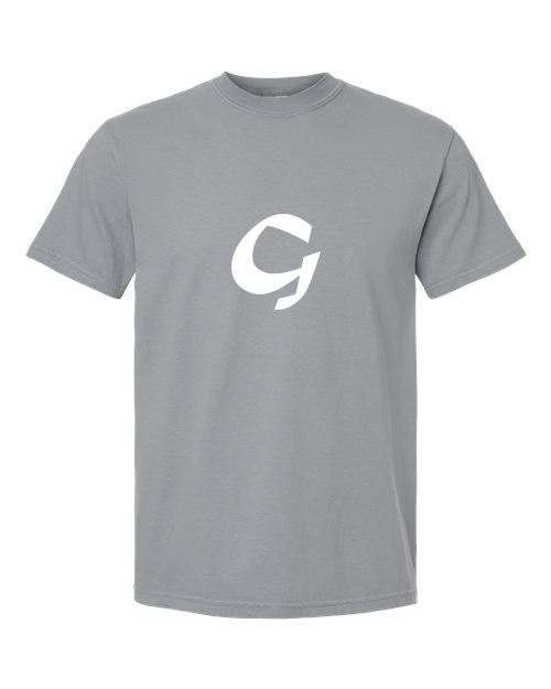 Alphabet G T-Shirt 9 inch calligraphy White ink, Granite