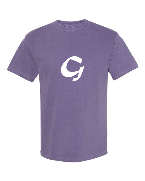 Alphabet G T-Shirt 9 inch calligraphy White ink, Grape