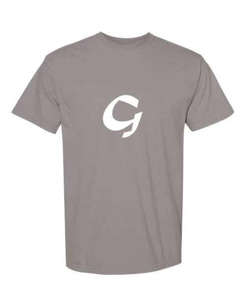 Alphabet G T-Shirt 9 inch calligraphy White ink, Grey