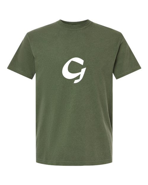 Alphabet G T-Shirt 9 inch calligraphy White ink, Hemp