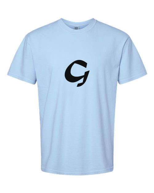 Alphabet G T-Shirt 9 inch calligraphy Black ink, Hydrangea