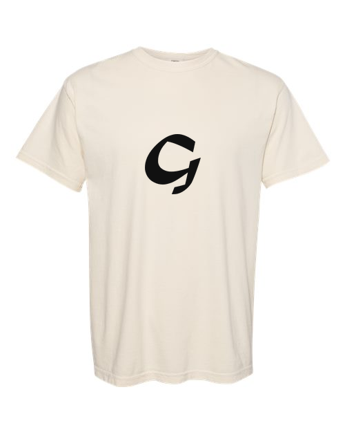 Alphabet G T-Shirt 9 inch calligraphy Black ink, Ivory