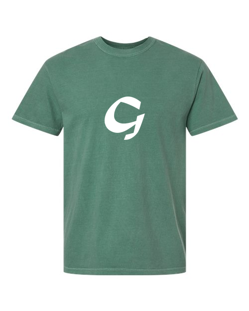 Alphabet G T-Shirt 9 inch calligraphy White ink, Light Green