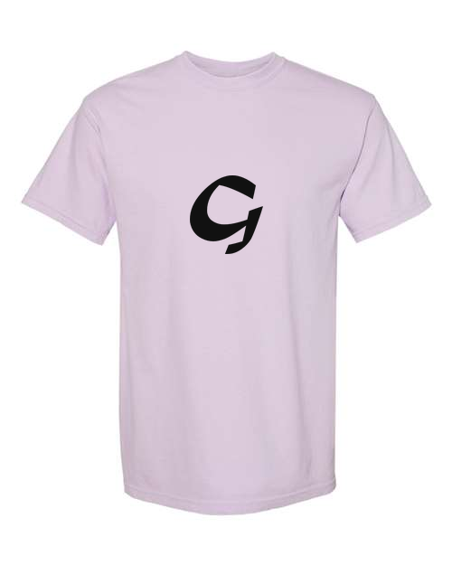 Alphabet G T-Shirt 9 inch calligraphy Black ink, Orchid