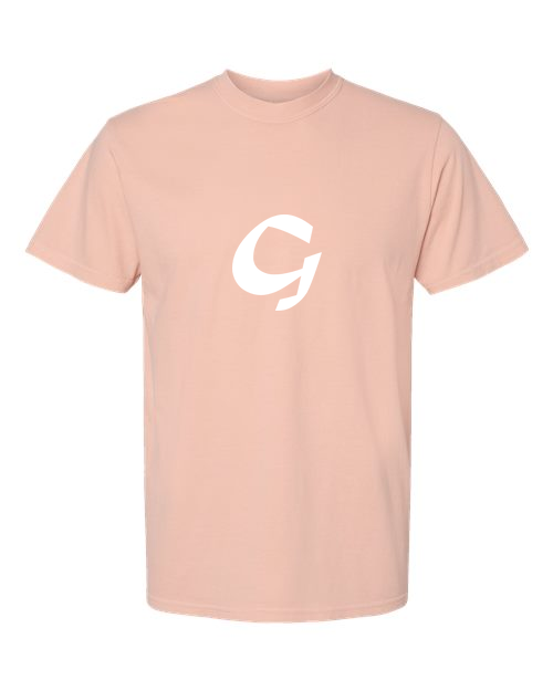 Alphabet G T-Shirt 9 inch calligraphy White ink, Peachy