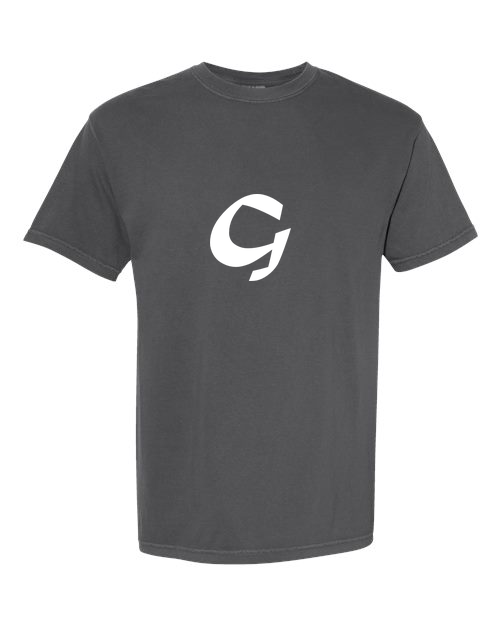 Alphabet G T-Shirt 9 inch calligraphy White ink, Pepper