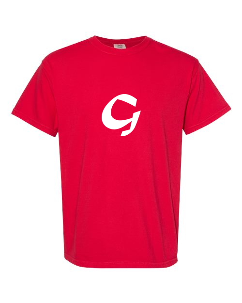 Alphabet G T-Shirt 9 inch calligraphy White ink, Red