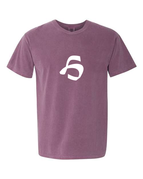 Alphabet H T-Shirt 9 inch calligraphy White ink, Berry