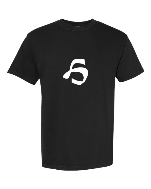Alphabet H T-Shirt 9 inch calligraphy White ink, Black