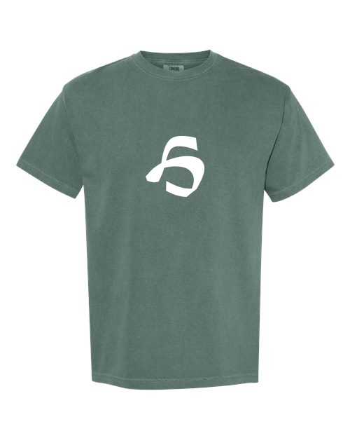 Alphabet H T-Shirt 9 inch calligraphy White ink, Blue Spruce