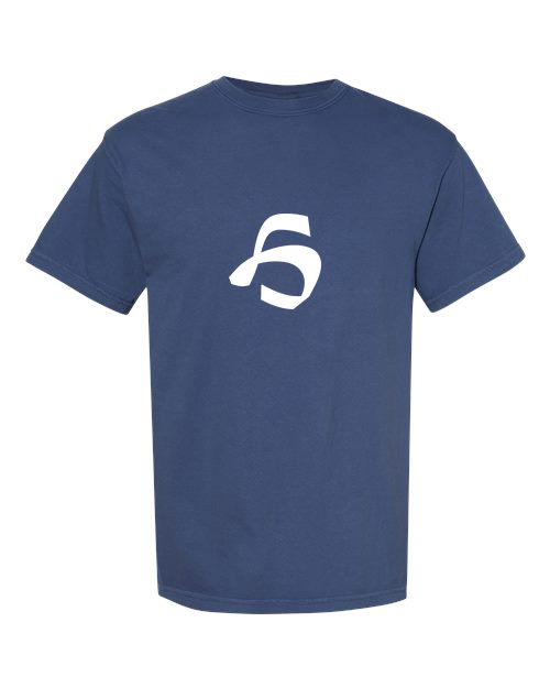 Alphabet H T-Shirt 9 inch calligraphy White ink, China Blue