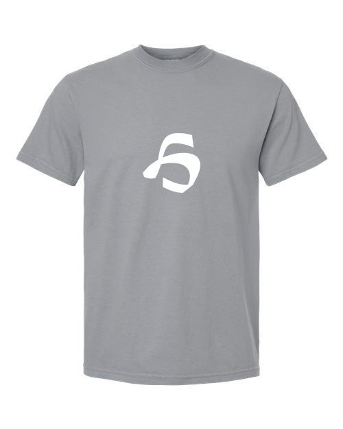 Alphabet H T-Shirt 9 inch calligraphy White ink, Granite