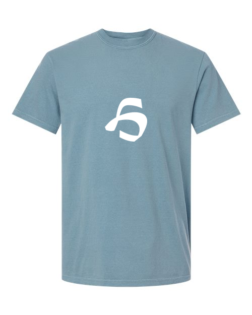 Alphabet H T-Shirt 9 inch calligraphy White ink, Ice Blue