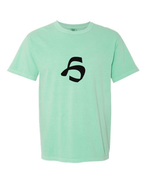 Alphabet H T-Shirt 9 inch calligraphy Black ink, Island Reef