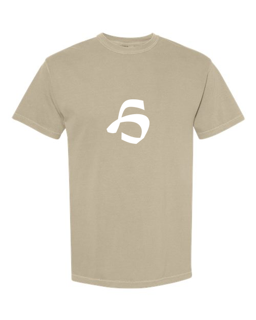 Alphabet H T-Shirt 9 inch calligraphy White ink, Khaki