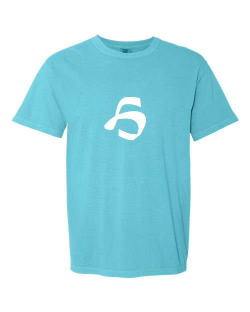Alphabet H T-Shirt 9 inch calligraphy White ink, Lagoon
