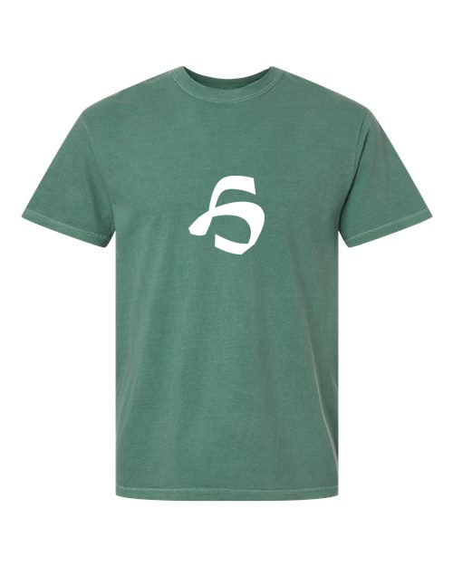 Alphabet H T-Shirt 9 inch calligraphy White ink, Light Green