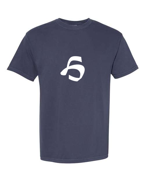 Alphabet H T-Shirt 9 inch calligraphy White ink, Navy