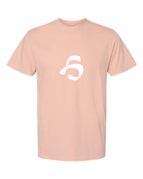 Alphabet H T-Shirt 9 inch calligraphy White ink, Peachy