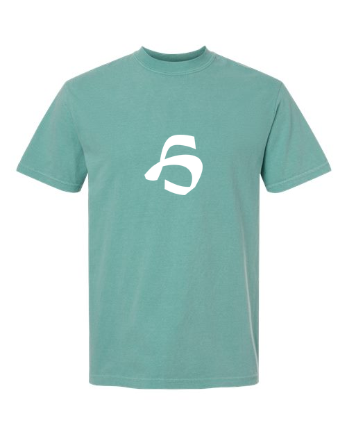Alphabet H T-Shirt 9 inch calligraphy White ink, Seafoam