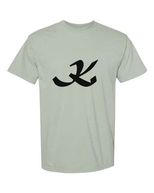Alphabet K T-Shirt 9 inch calligraphy Black ink, Bay