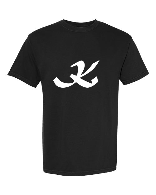 Alphabet K T-Shirt 9 inch calligraphy White ink, Black