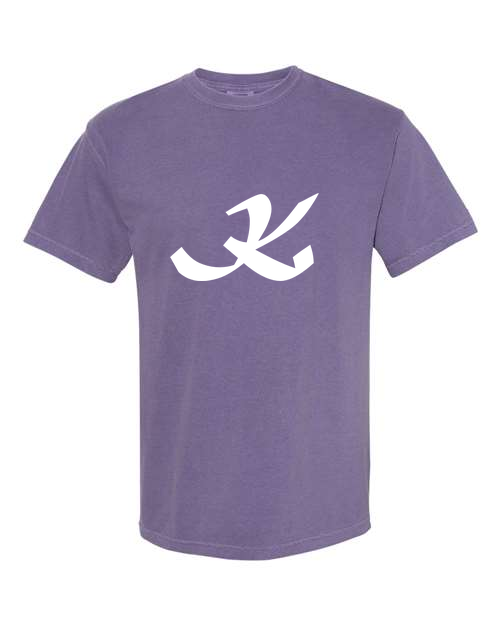Alphabet K T-Shirt 9 inch calligraphy White ink, Grape