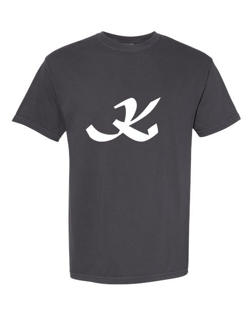 Alphabet K T-Shirt 9 inch calligraphy White ink, Graphite