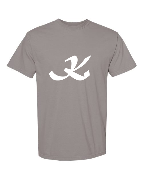 Alphabet K T-Shirt 9 inch calligraphy White ink, Grey